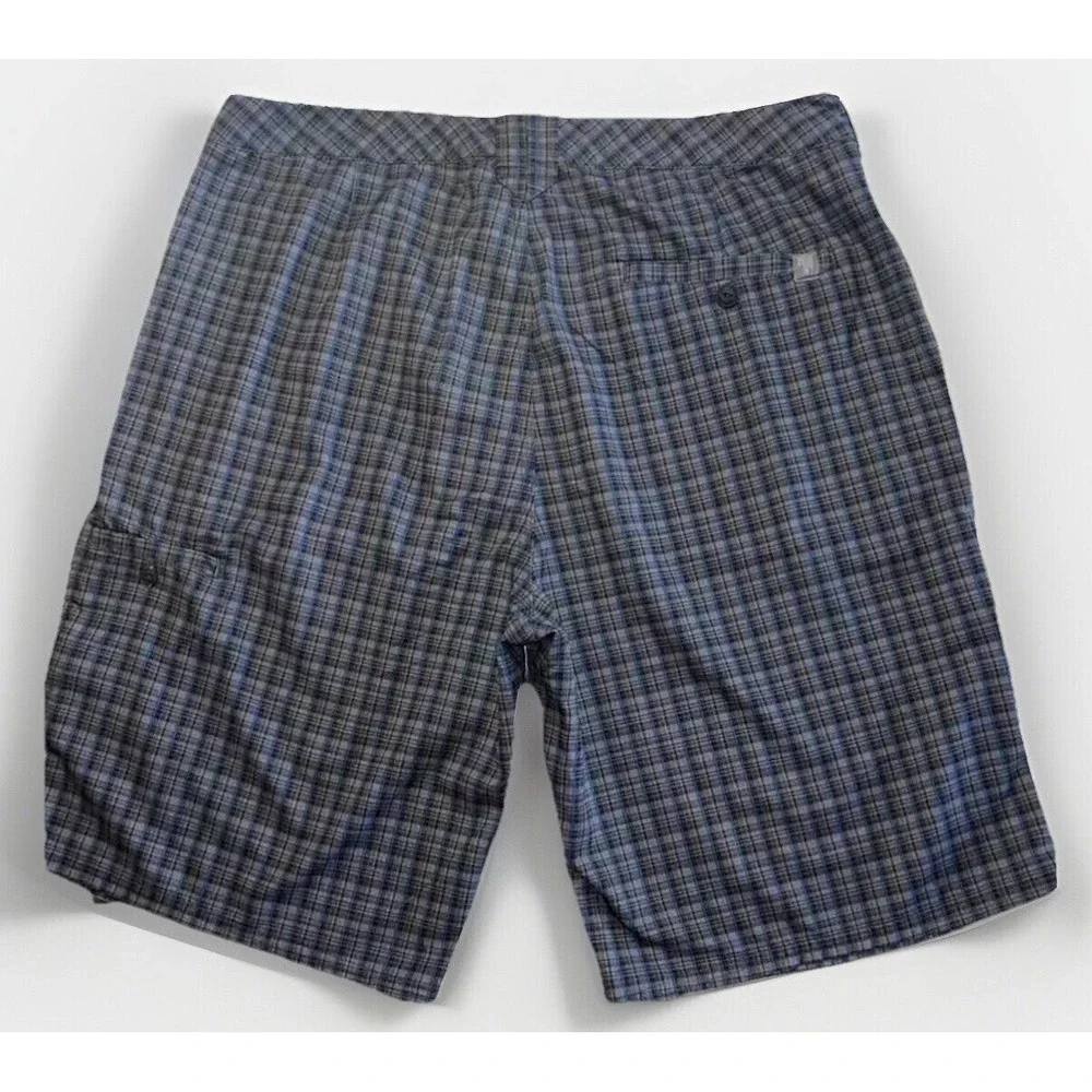 The North Face Plaid Chino Shorts Mens Sz. 34 Flat Front Poly‎ Blend 11